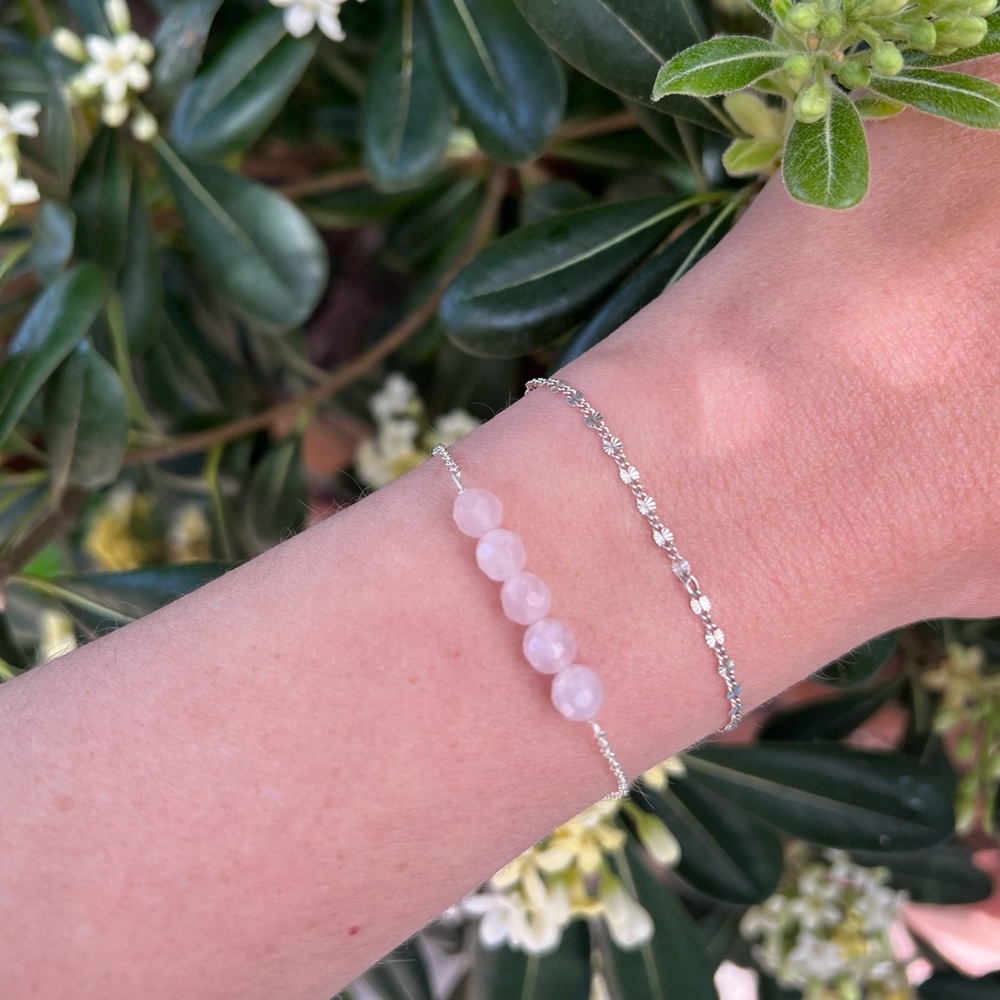 Rose quartz & sterling silver bracelet - NWT
